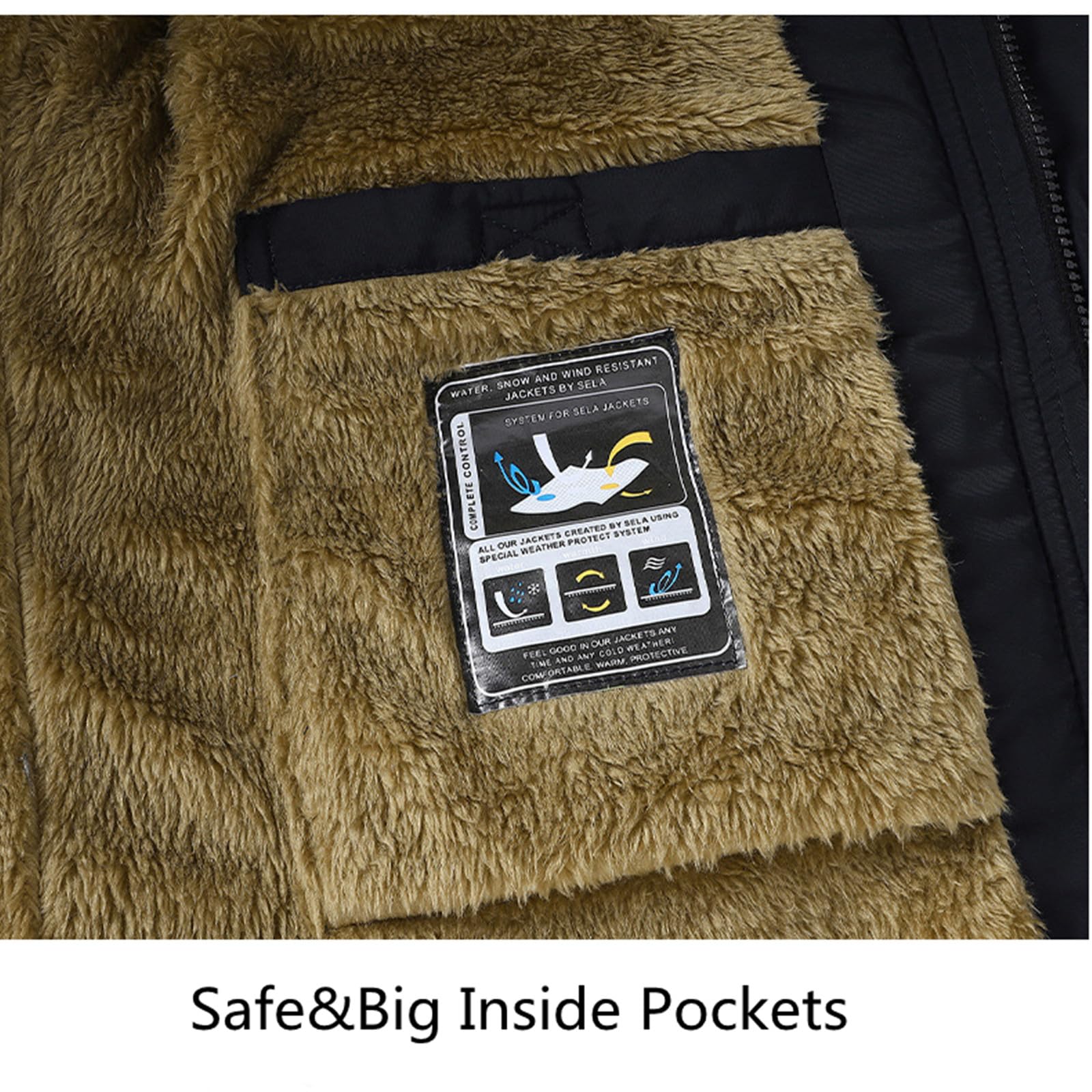 ANUFER Hombres Termal Invierno Chaqueta Parka Forro de Pelusa Gruesa Acolchado de Algodón Abrigo con Capucha de Piel Desmontable