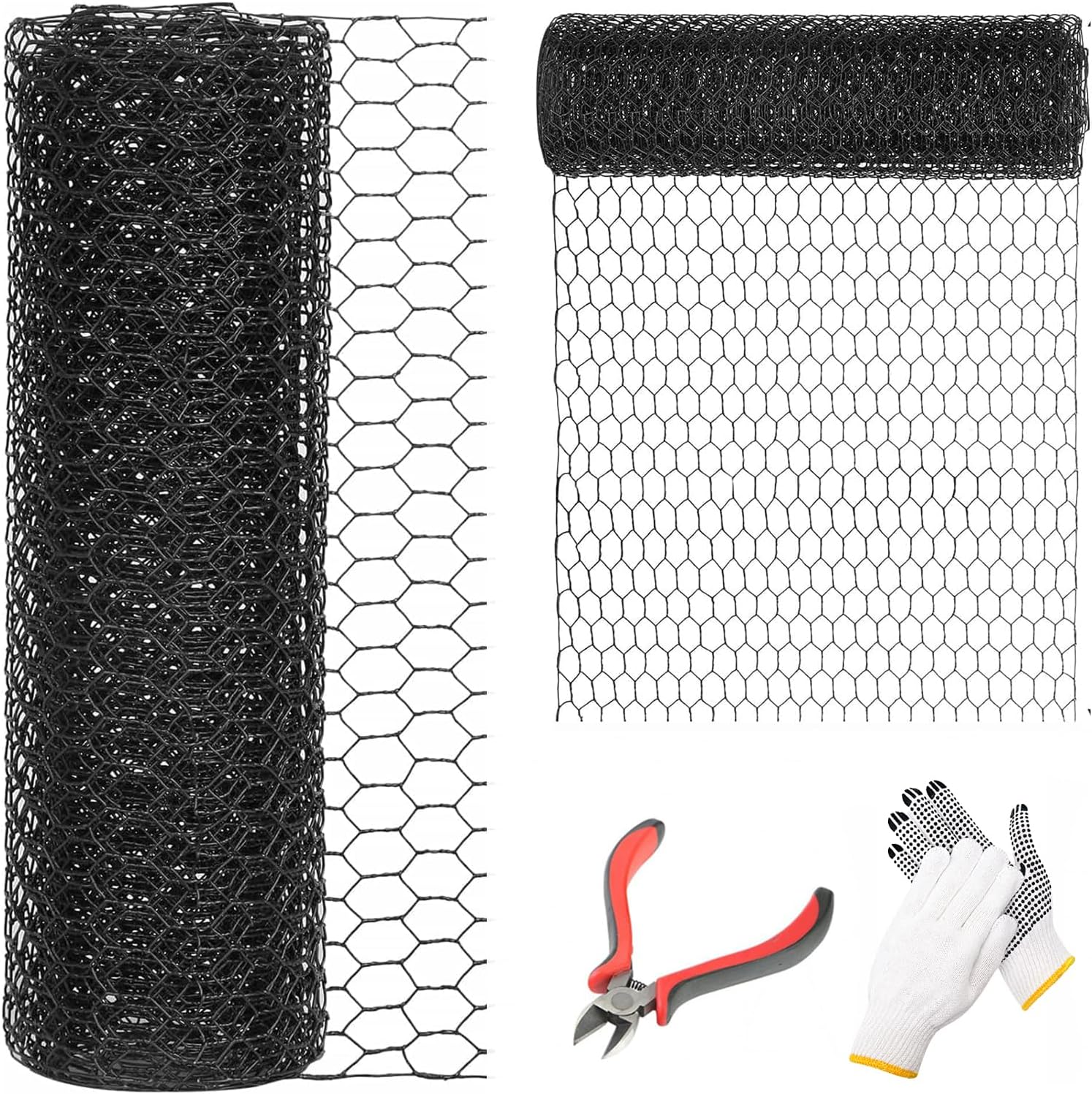 36'' x 50' Black Chicken Wire Fencing, 1 inch Chicken Wire and 20 Gauge Poultry Netting, Garden Mesh Fence Roll for Floral Arrangements/Crafts/Farm/Livestock/Pet Protection 20 gauge 36'' x 50'