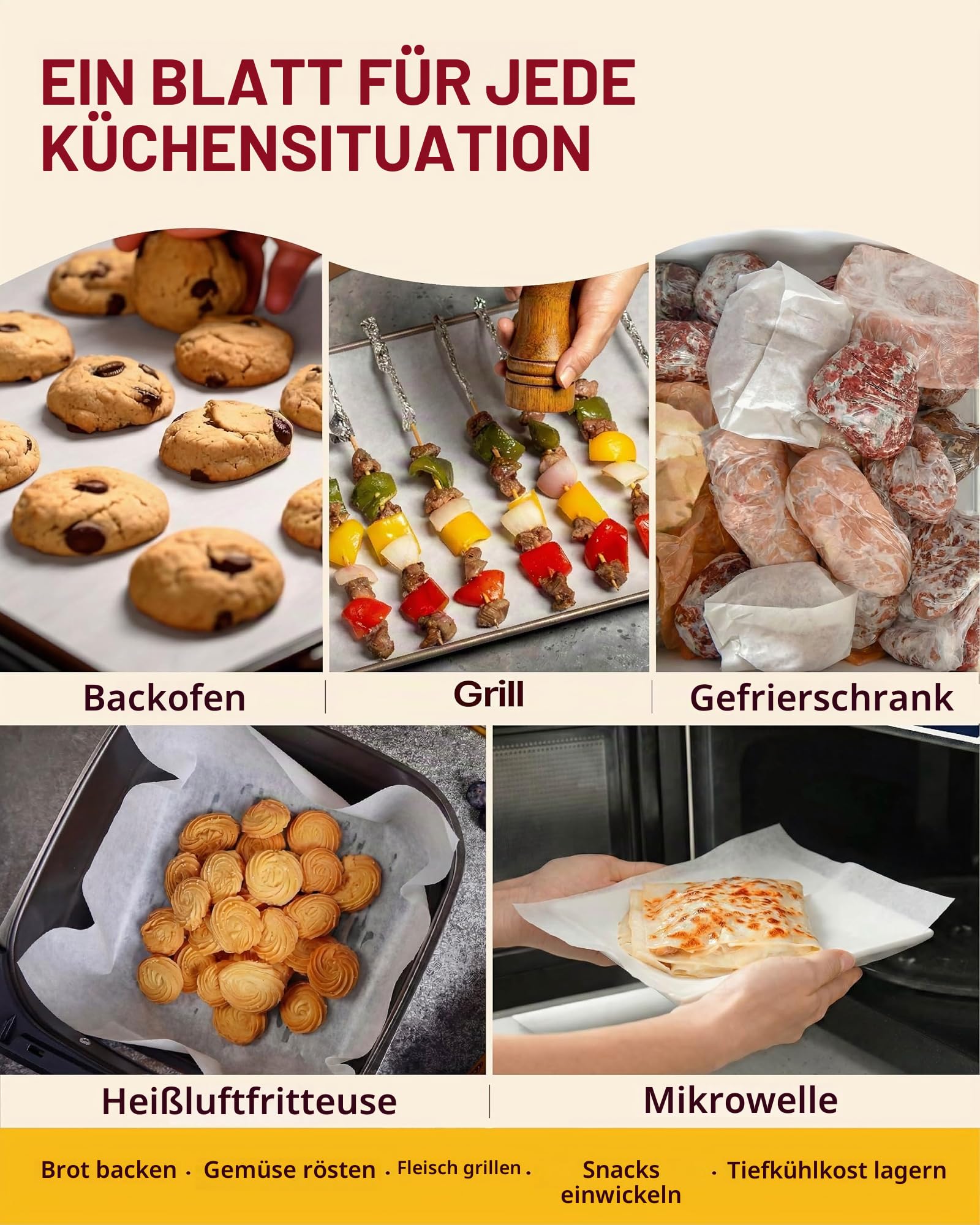 Katbite 38.1 cmx73.8 m, 300 m² breite Pergamentpapierrolle zum Backen, Pergament-Backpapier mit Wellenschneider, robuste und antihaftbeschichtete Pergamentrolle zum Kochen, Dämpfen, Brot
