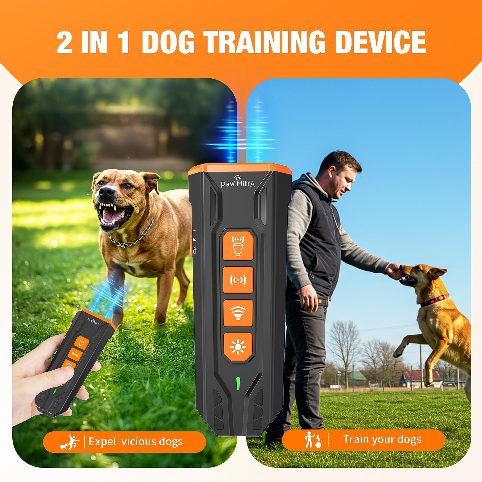 2025 Hunde-Bell-Abschreckungsgerät, wiederaufladbar, Ullasonic Anti-Bell-Trainer, stoppt Bellen und schlechtes Verhalten, 7,6 m lange Reichweite, sicher für Hunde, kein Schock, Druckknopf, sofortige