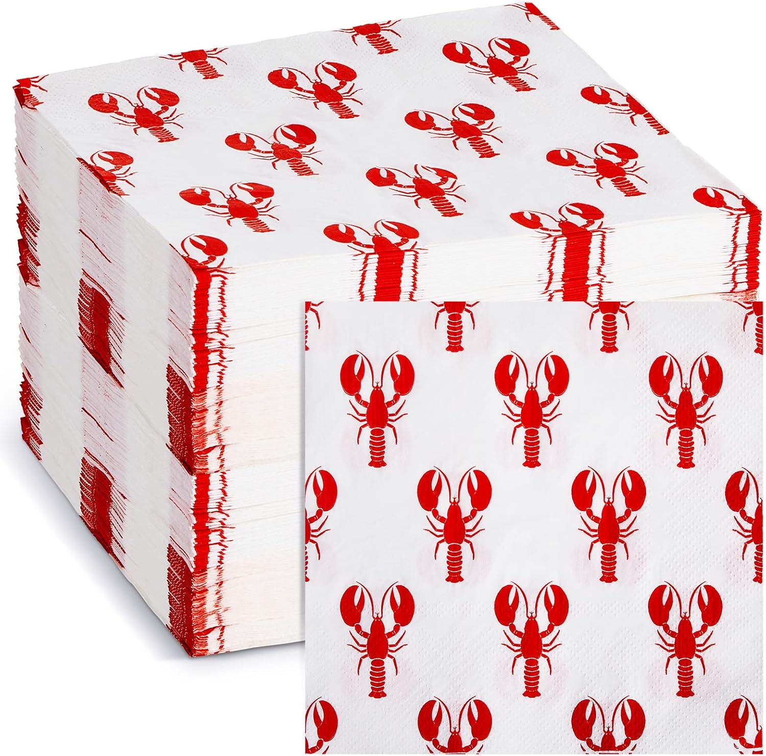 100 Count Crawfish Guest Napkins 2 Ply Disposable Lobster Napkin for Summer Dinner Picnic Barbecue Craw Fish Cocktail Napkins Luncheon Napkins for Wedding Holiday Birthday Supplies, 13 x 13 Inch