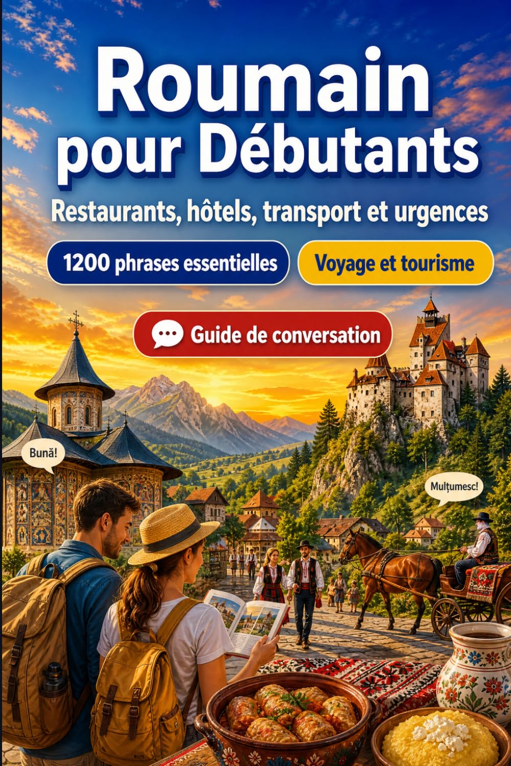 Roumain Pour Débutants: 1200 phrases essentielles en Roumain pour voyager: Guide de prononciation facile, conversations du quotidien, restaurants, hôtels, transports, shopping, urgences