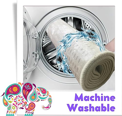 Miniatura 4 de VHD Ethnic Elephant - Juego de 2 alfombras de baño redondas antideslizantes, repelentes al agua, lavables a máquina, para suelo de baño y debajo del