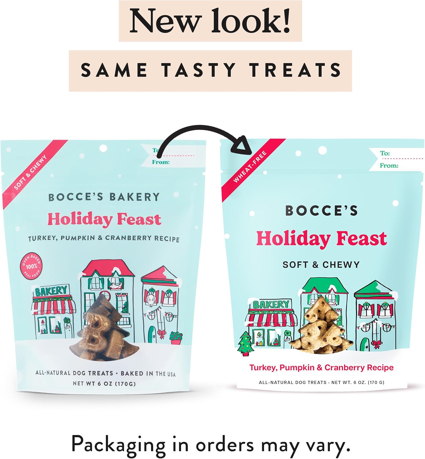 Bocce's Bakery Holiday Feast Recipe Treats for Dogs, Wheat-Free Everyday Dog Treats, Made with Real Ingredients, Baked in The USA, All-Natural Soft & Chewy Cookies, Turkey, Pumpkin & Cranberry, 6 oz