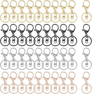 40pcs Lobster Claw Clasps Keychain for Jewelry Making,Metal Swivel Clasps Swivel Clasps Hook Clips Key Ring Loop Key with Flat Split Ring Swivel Trigger Clips for Jewelry Making DIY Craft(4 Colors)