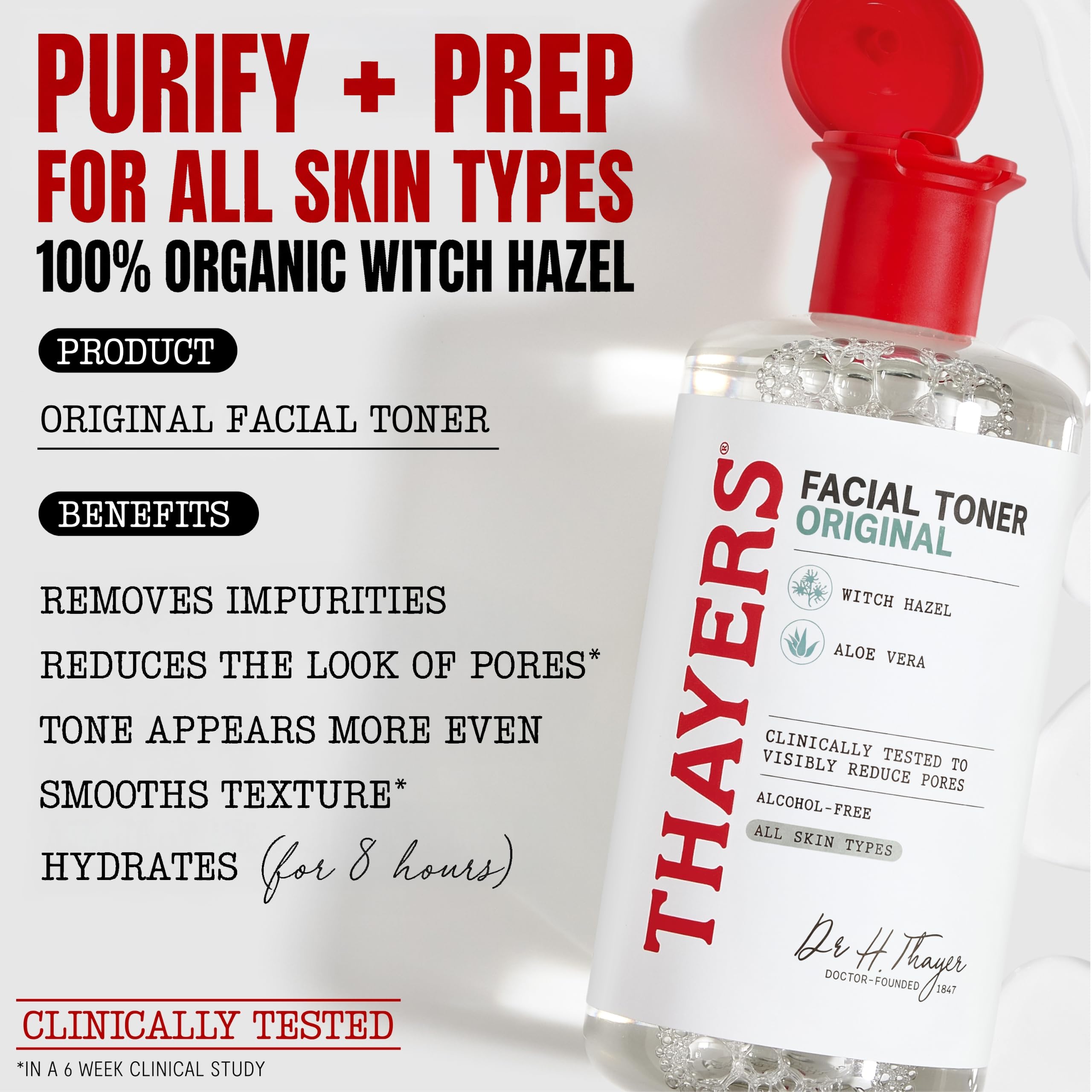 THAYERS Alkolsüz, Aloe Vera Formüllü Nemlendirici Orijinal Cadı Hazel Yüz Toneri, Vegan, Dermatolog Test Edildi ve Önerildi, 12 oz