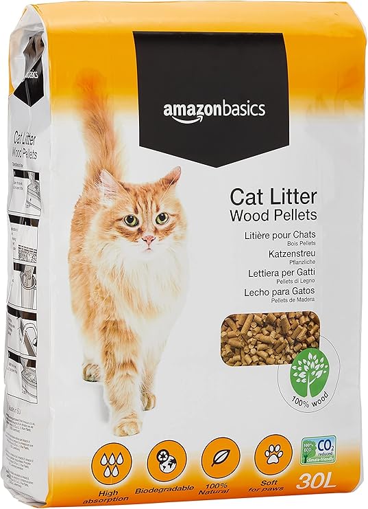 Amazon Basics Cat Litter Wood Pellets Highly Absorbent and Made of 100