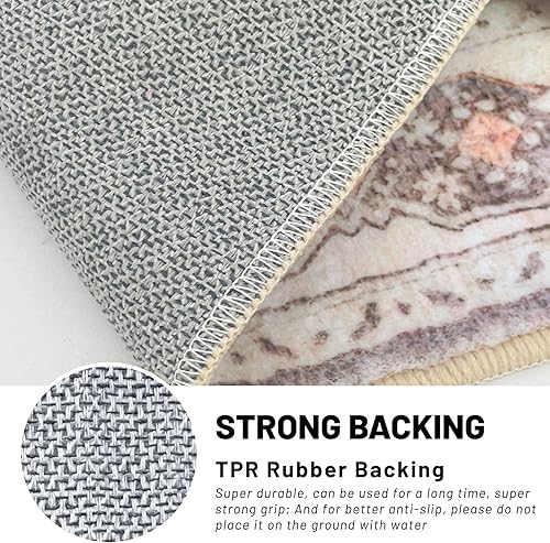 Miniatura 4 de KUTA Alfombra oriental de 5 x 7 pies, color durazno, lavable para sala de estar, ultra suave, antideslizante, alfombra de dormitorio, alfombra de