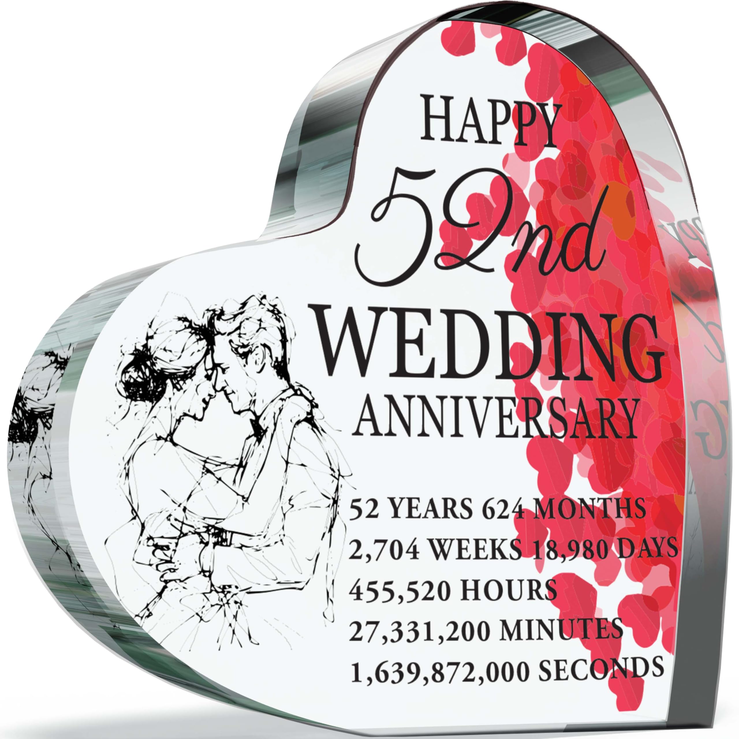 52nd Anniversary Plaque Gifts for Wife Husband, Happy 52nd Wedding Anniversary