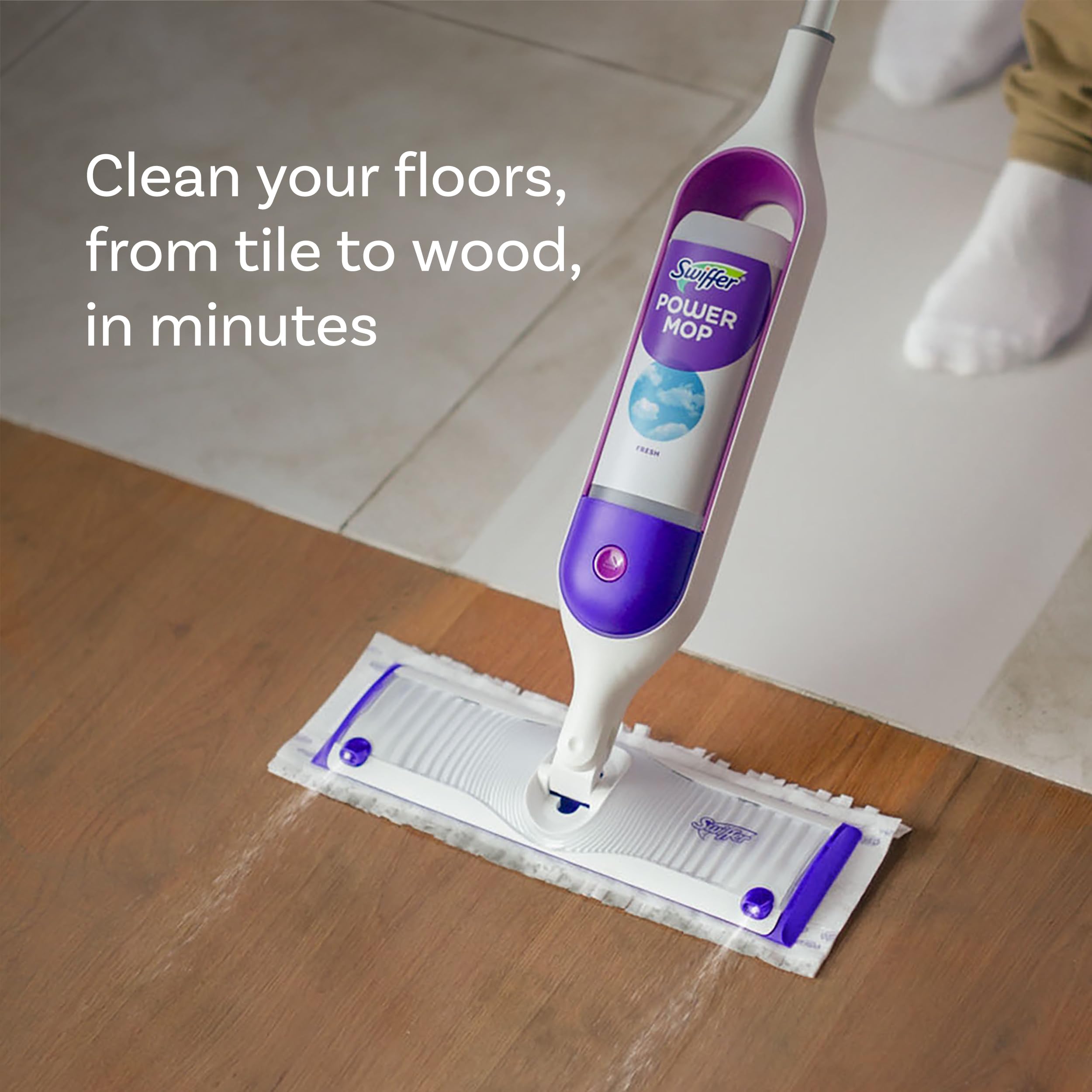 Swiffer PowerMop - Recambios de almohadilla de fregona multisuperficie, fabricado por Swiffer, para limpieza de suelos, 8 unidades (paquete de 2)