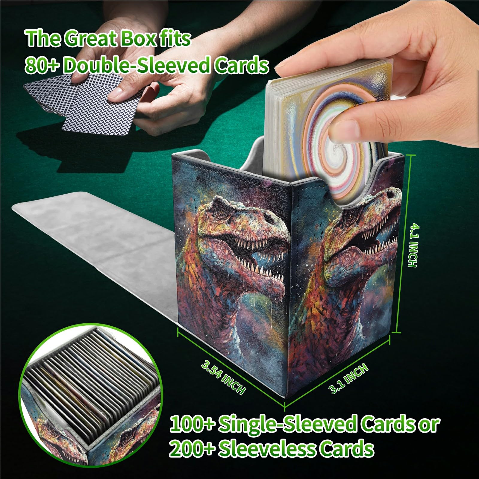 Amazon.com: RWUTYTIUL for MTG Commander Deck Box, Card Storage Box Fits  100+ Sleeved Cards, PU Leather Large Size Strong Magnet Card Deck Case  Holder for Board Game Magic MTG TCG CCG, Dinosaur :