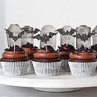 Vista 31 de Rsstarxi Paquete de 36 adornos para cupcakes de Halloween, bruja, fantasma, magdalenas, murciélagos, arañas, gatos, decoración de pasteles