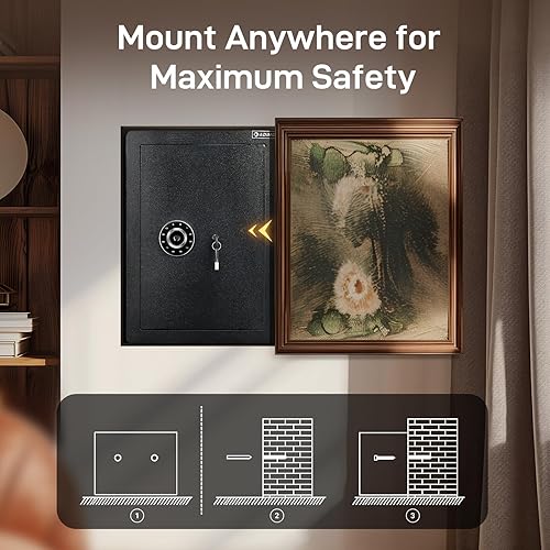 Miniatura 8 de ADIMO - Caja de seguridad con diseño de huellas dactilares, caja fuerte para gabinete de 2.8 pies cúbicos con puerta de apertura automática, caja
