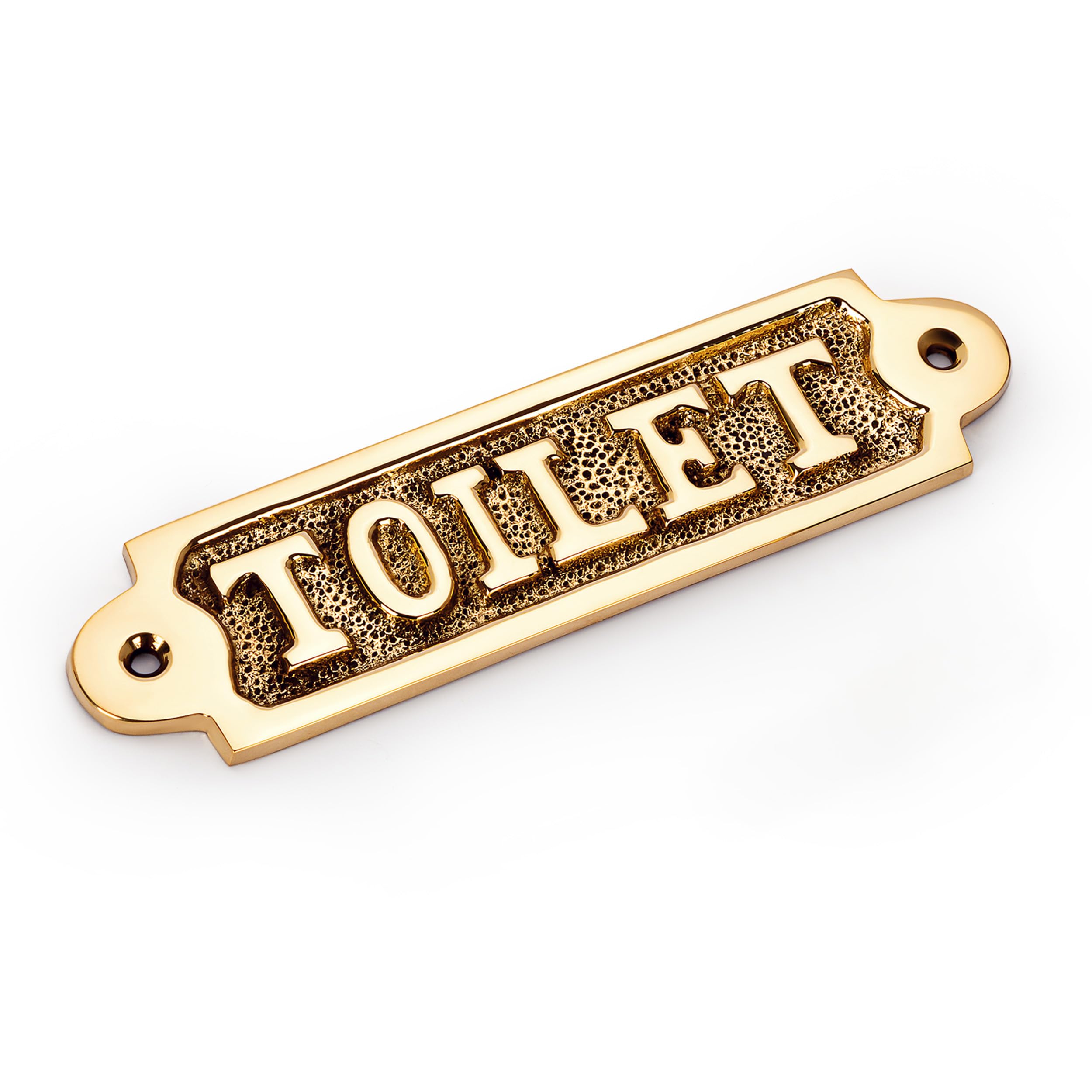 NKlaus Toilet Door Sign Brass Gold Toilet Sign 14 x 4 cm Toilet Decoration Signs 11762, Gold colour, standard size