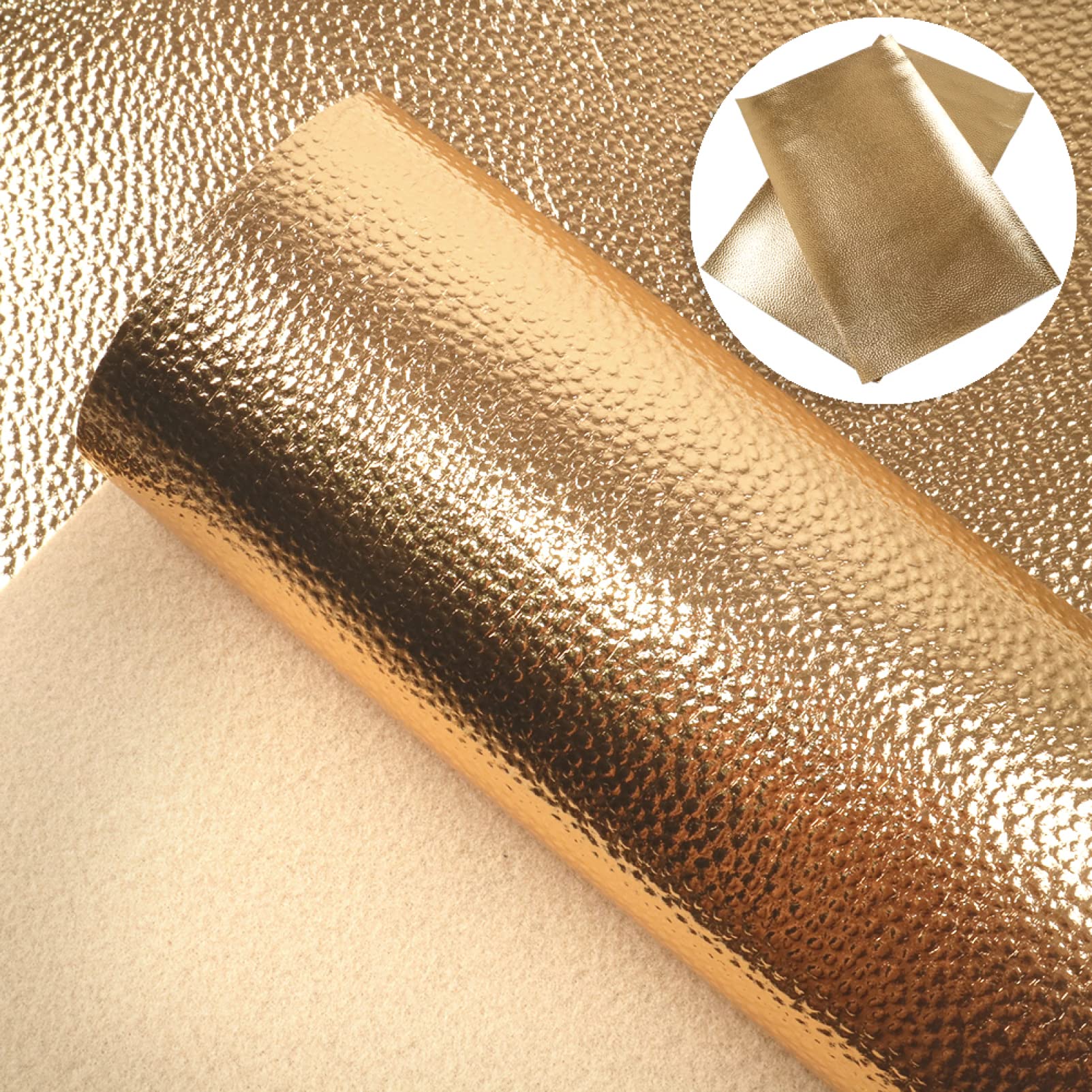 Metallic Faux Leather Sheets 19.6 x 55 Inch Solid Litchi Texture