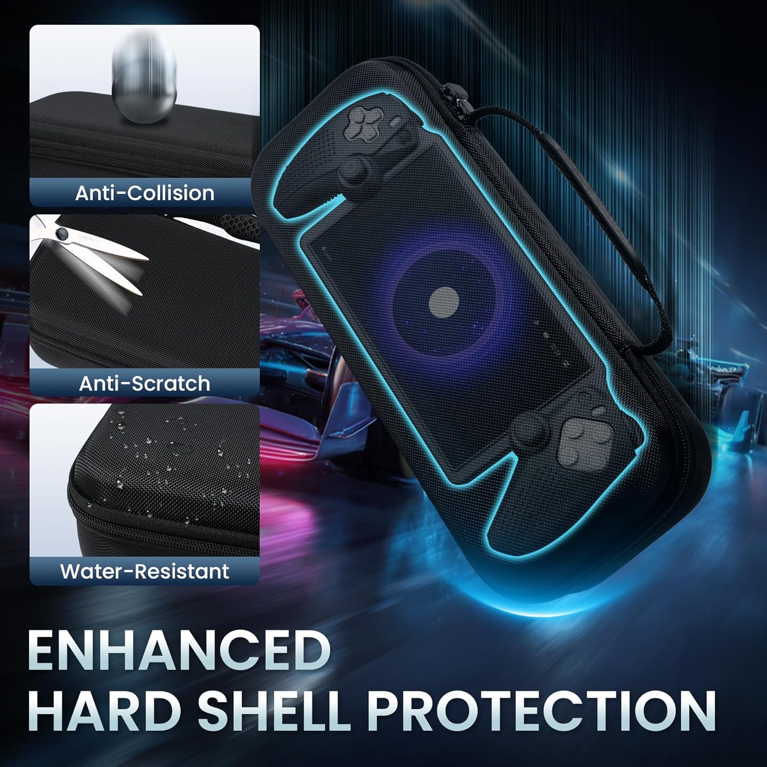 AllFitCase PS Portal Case with 10 in 1 Accessories Kits Compatible with PS5 Portal Remote Player, Hard Carrying Shell Case with 2 Portal Screen Protector, 2 Thumb Grip Caps