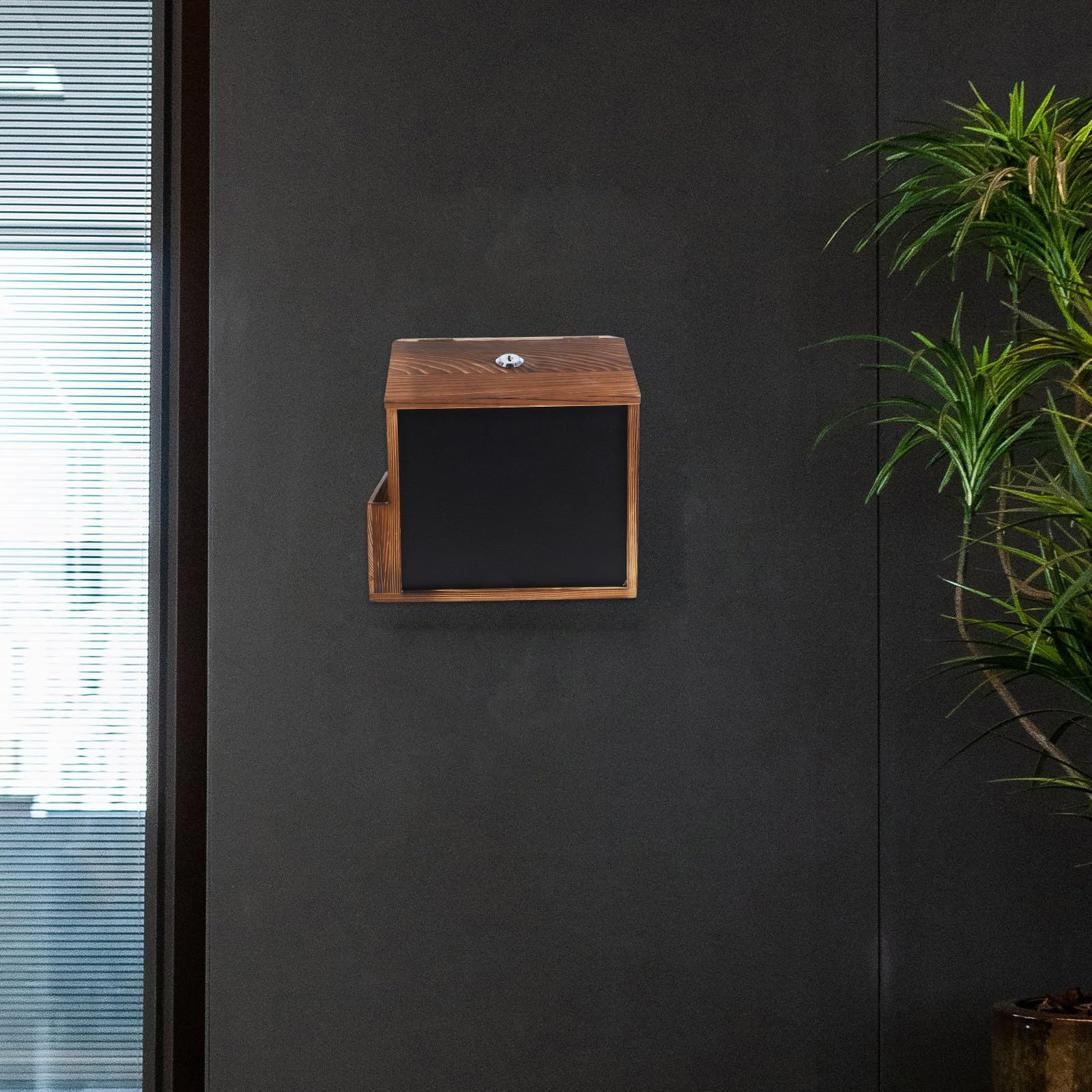 jojofuny Buzón de Sugerencias y Montaje en Pared de Madera con Cerradura y Ranura , Caja de Donaciones Instalación Fácil con Tornillos para Restaurante