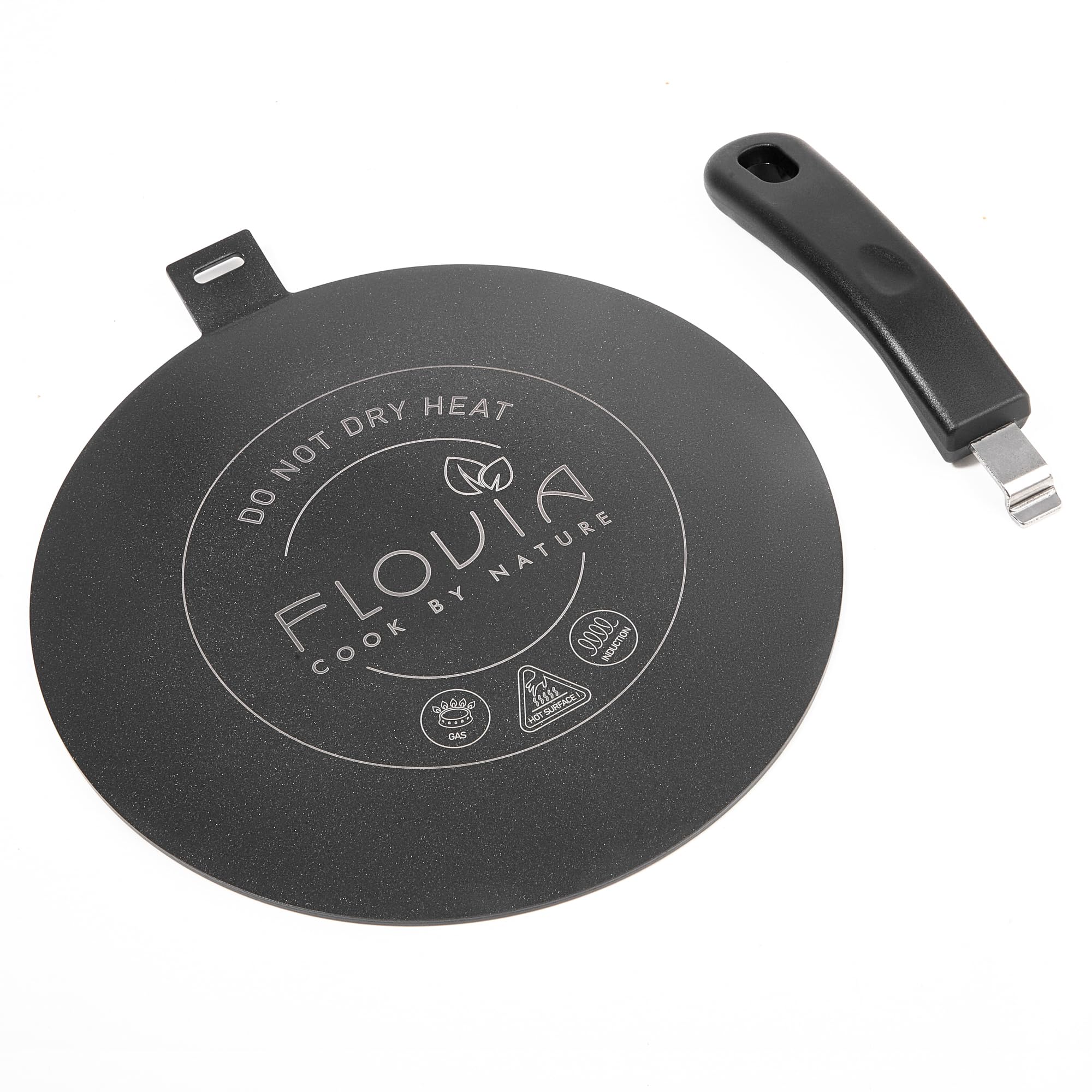 Induction Adapter Plate with Detachable Handle, Heat Diffuser for Non-Inductive Cookers, Compatible with Induction, Gas and Electric Cookers, Black without Fading (24 cm)