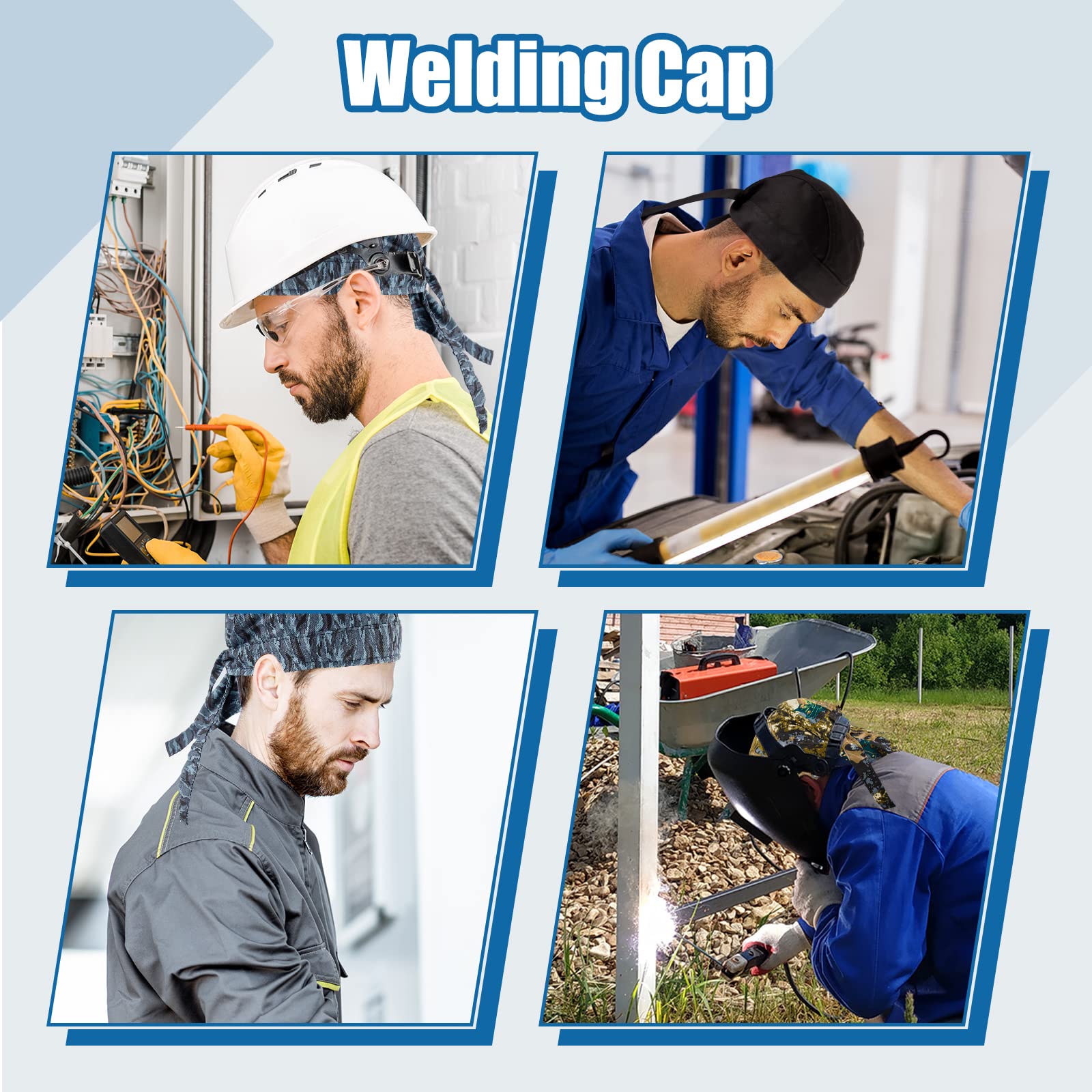 3 Pcs Welding Doo Rag Welding Cap Flame Resistant Cotton Welding Hat for Men Womens Welders Caps Mesh — view 7