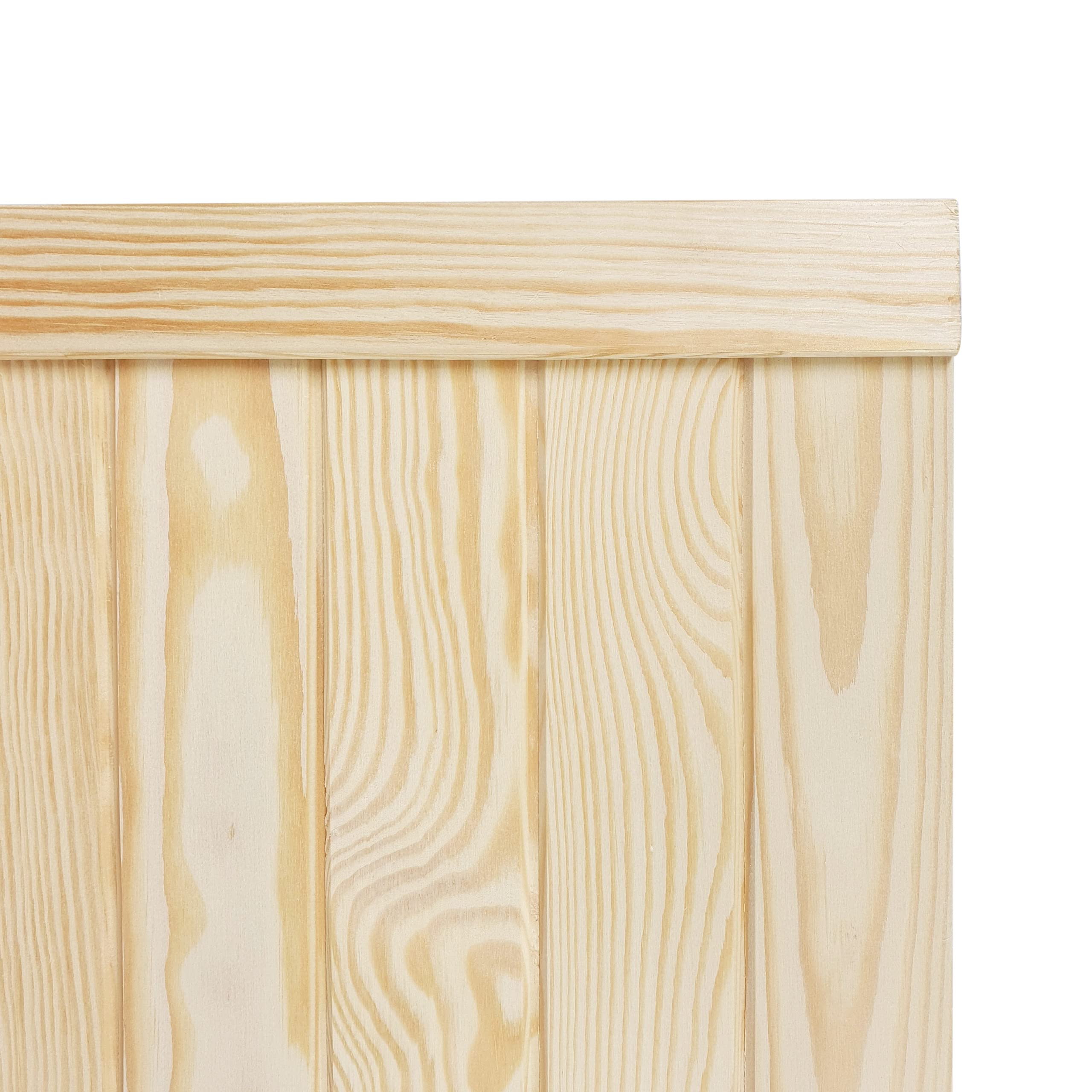 DecoMeister Puerta de Lamas con Tablones de Estructura Cerrada de Madera Maciza de Pino Sin Tratar Para Armarios Estanterías Frente de Mueble de Dimensiones 444x1995 mm Juego de Dos Piezas