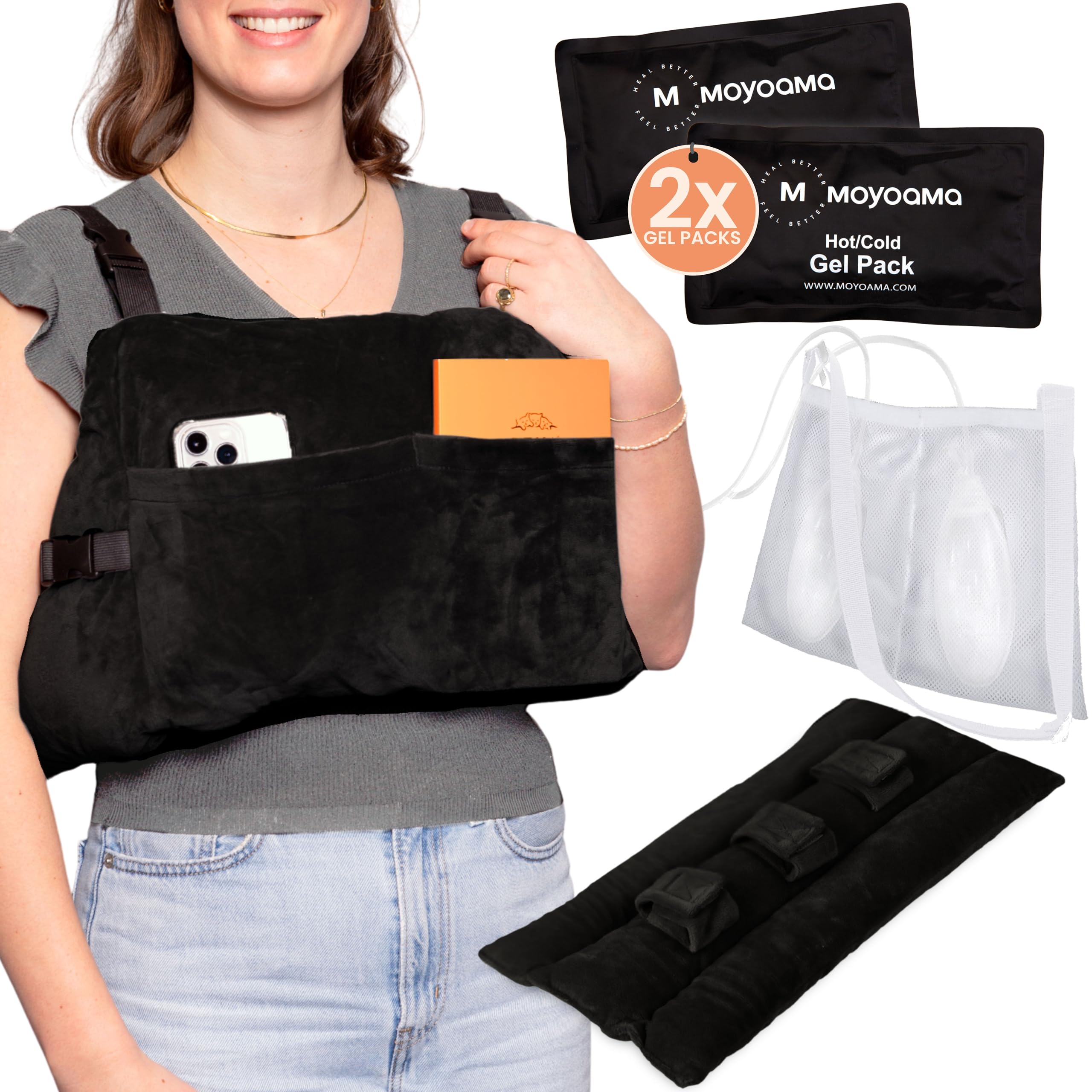 MOYOAMA Post Mastectomy Pillow –5 Pcs Protective Set - 2 Gel Packs, Seatbelt Cushion, Shower Bag- Breast Surgery Must Haves,Breast Reduction Recovery Supplies, Breast Augmentation,Post Op Essentials