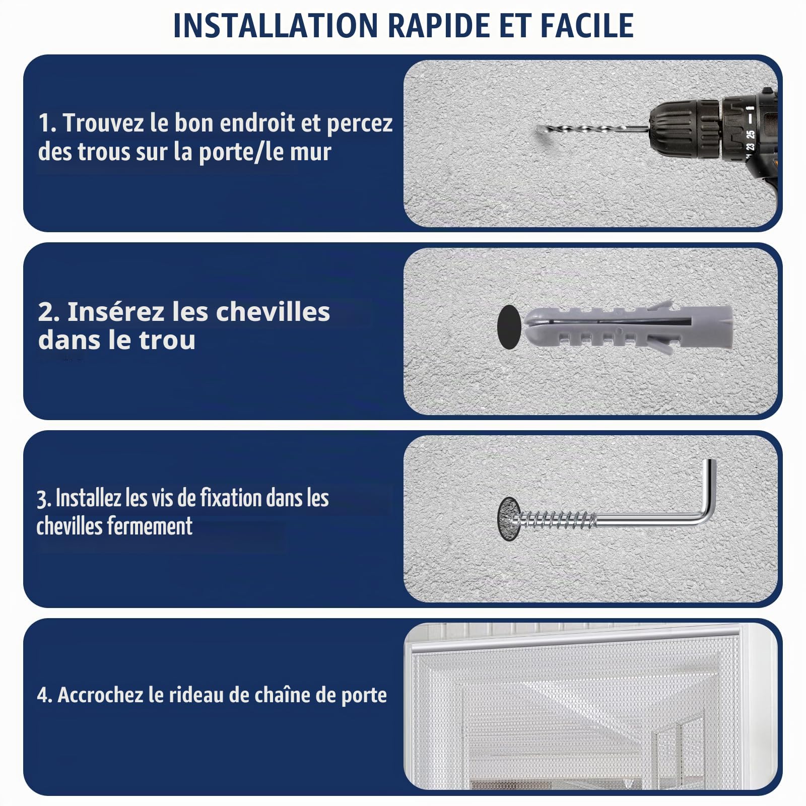 Chaînes de moustiquaire pour portes - Argenté - 80 x 200 cm - Chaîne en aluminium - Moustiquaire en métal pour empêcher les mouches d'entrer