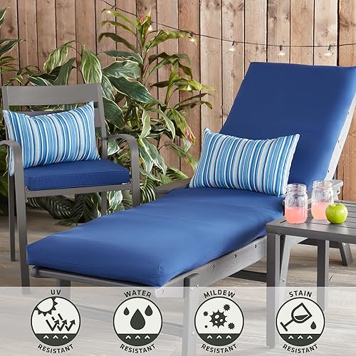 Miniatura 5 de Greendale Home Fashions Cojín cuadrado reversible para exteriores, de 18 pulgadas, color azul, 2 unidades
