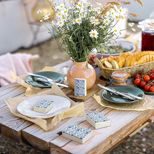 Miniatura 3 de Zonon Paquete de 100 pañuelos de bolsillo florales de 3 capas, mini pañuelos faciales de viaje, papel a granel, pañuelos individuales para bodas,