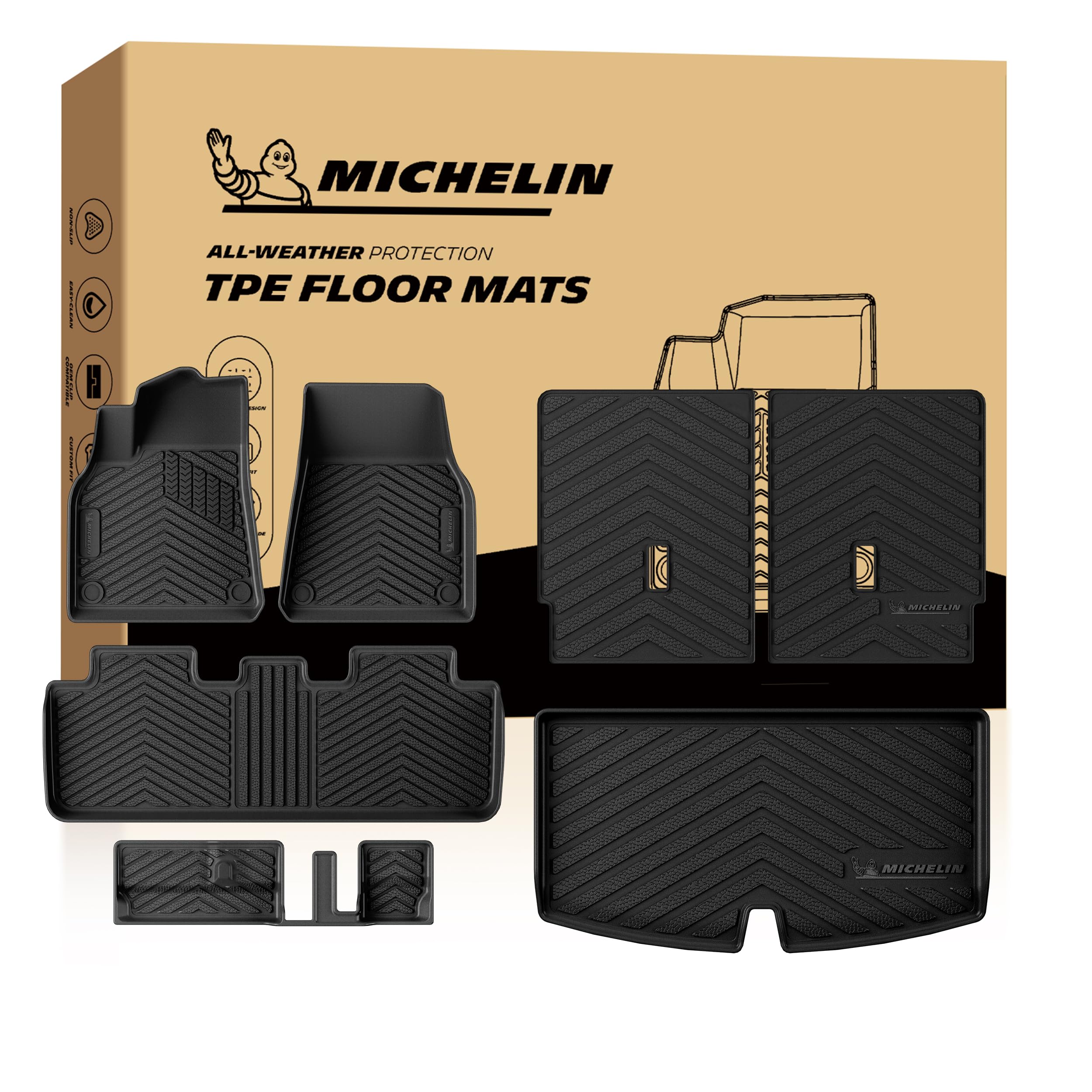 Michelin Vehicle Mat for 2020-2025 Tesla Model Y 7 Seat (7 Piece)