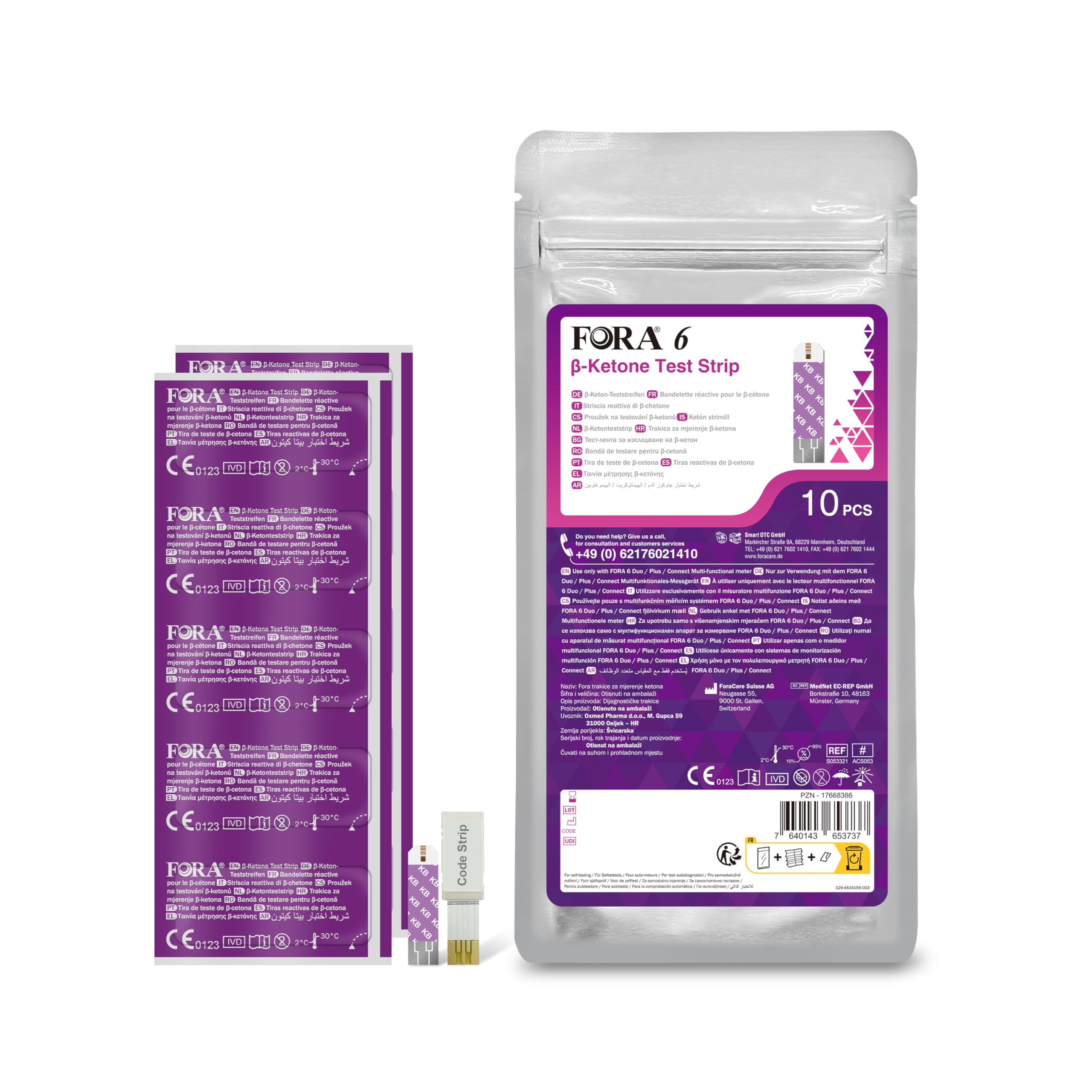 Tiras Reactivas FORA 6 para Cetonas 10 Unidades | Medición Precisa de Cetonas en Sangre | Autoevaluación y Detección Temprana de Cetoacidosis | Ideal para Dieta Cetogénica y Baja en Carbohidratos