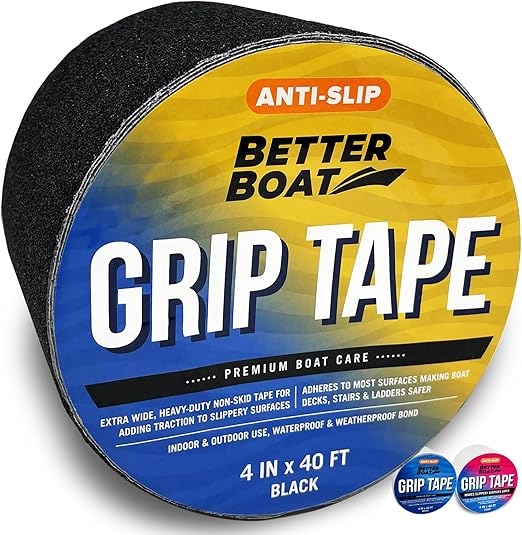 Anti Slip Tape for Outdoor Stair Treads, Non-Skid Grip for Stairs and Steps, 4" x 40ft Roll, Black Waterproof Traction, Weather-Resistant Friction Floor Tread for Dogs and Steps