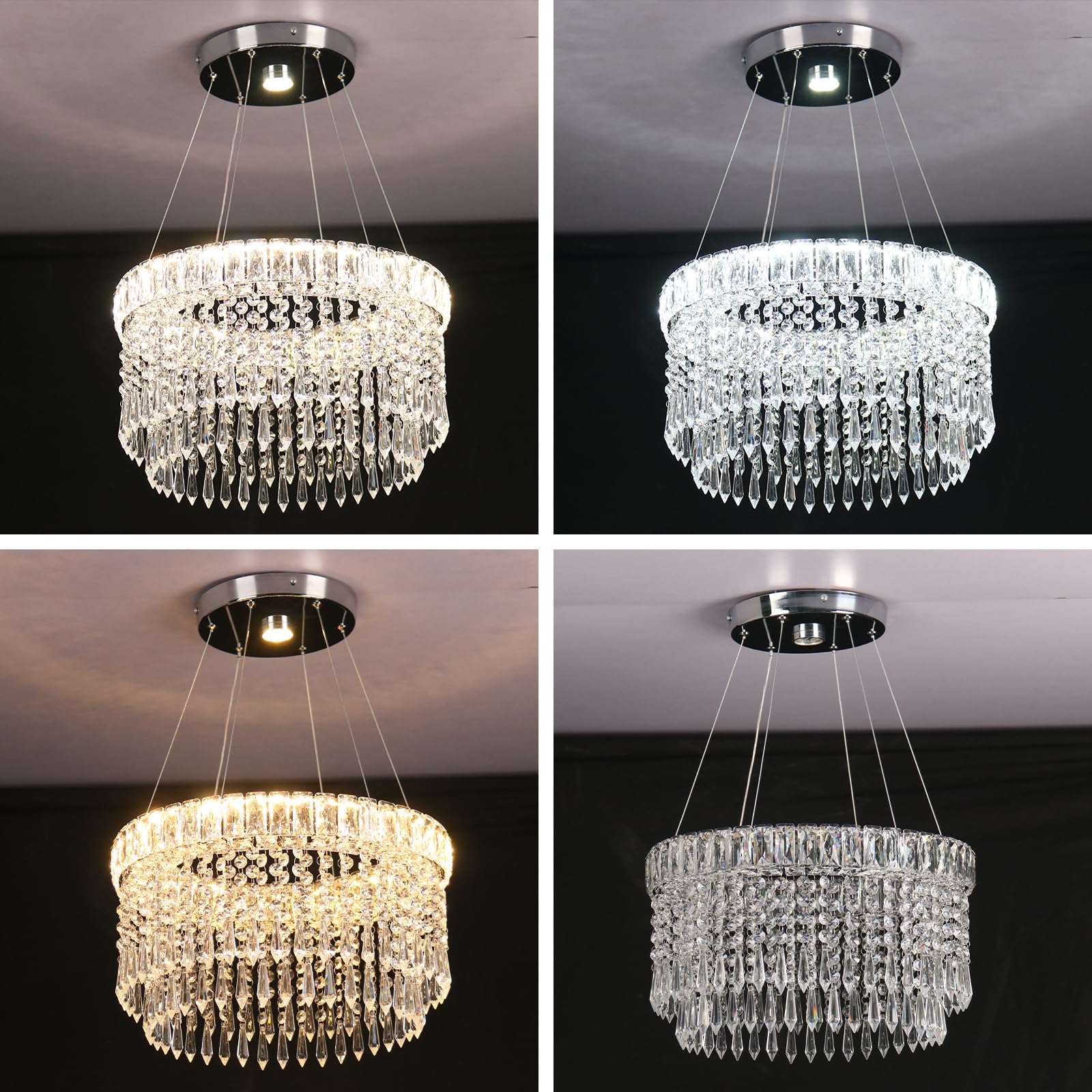 Lampadari moderni di cristallo Lampadario di lusso a goccia 45cm sospensione con montaggio ad incasso Illuminazione lampadario a soffitto per sala da pranzo soggiorno cucina isola