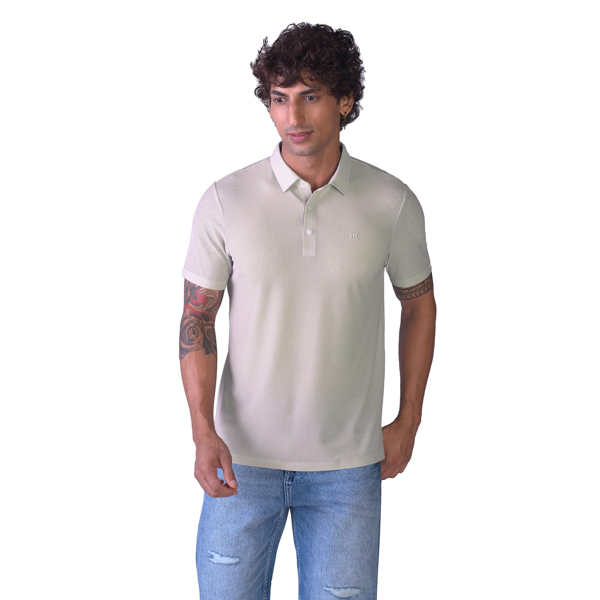 HEKTOR Men’s Bonded Snap Button Polo Bubble Jacquard – Premium Nylon Polo | Casual Regular Fit Short Sleeve Polo T-Shirt-image-36