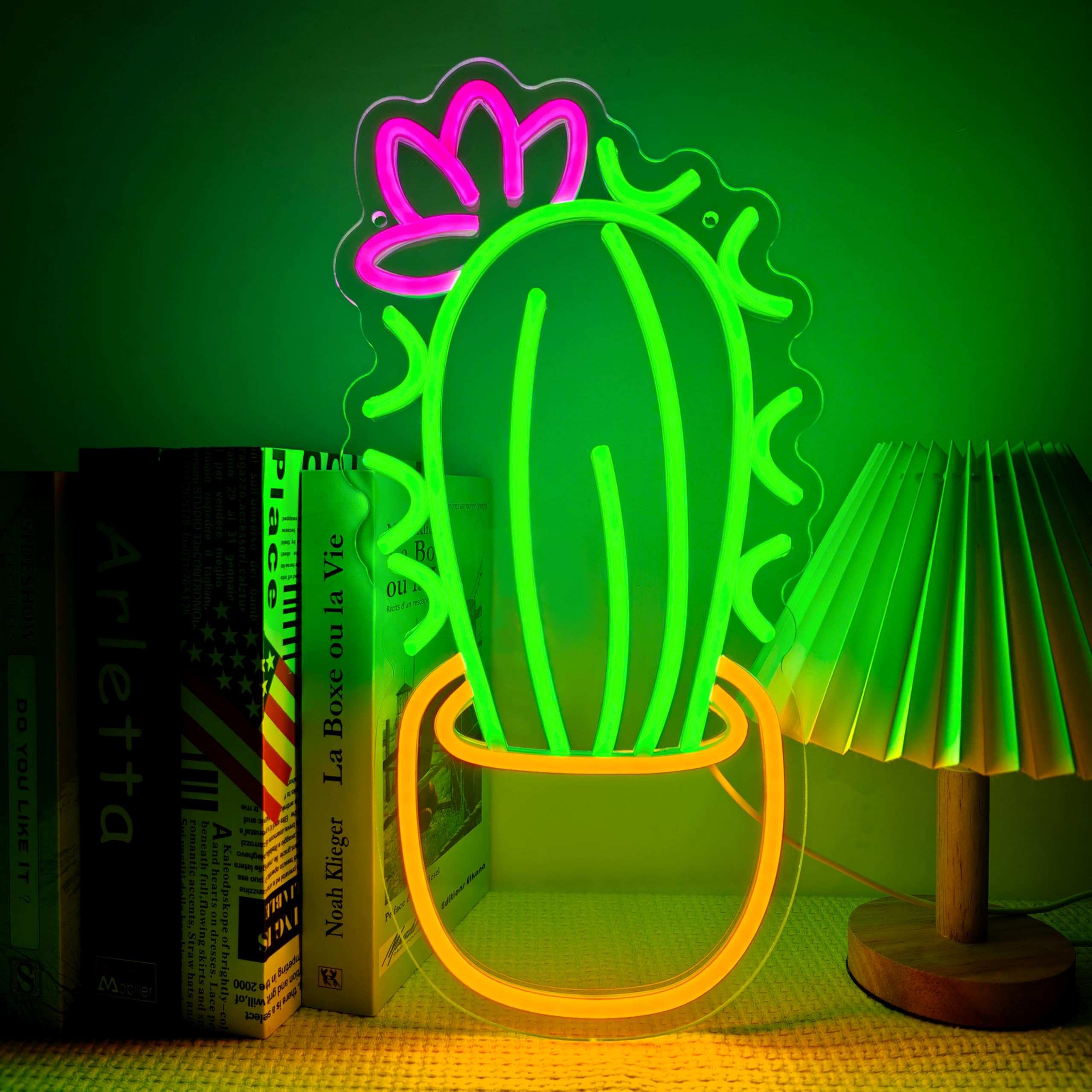 Artlast Cactus Neon Sign Cactus Potted Neon Light Cactus With a Flower LED Light Sign Plant Sign Houseplant Decoration Neon Aesthetic Decor for Bedroom Flower Store Birthday Holiday