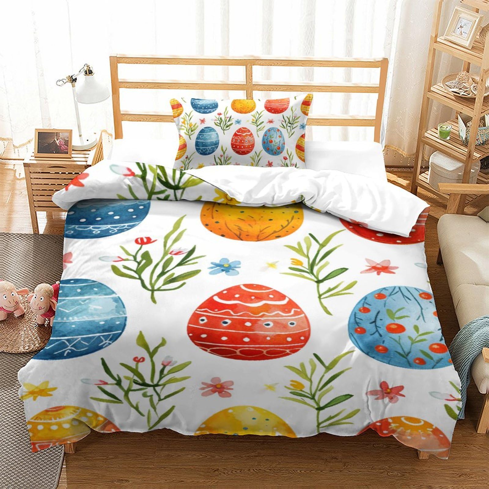 Housse de couette Oeufs de Pâques 135x200cm pour décorer une chambre d'enfant