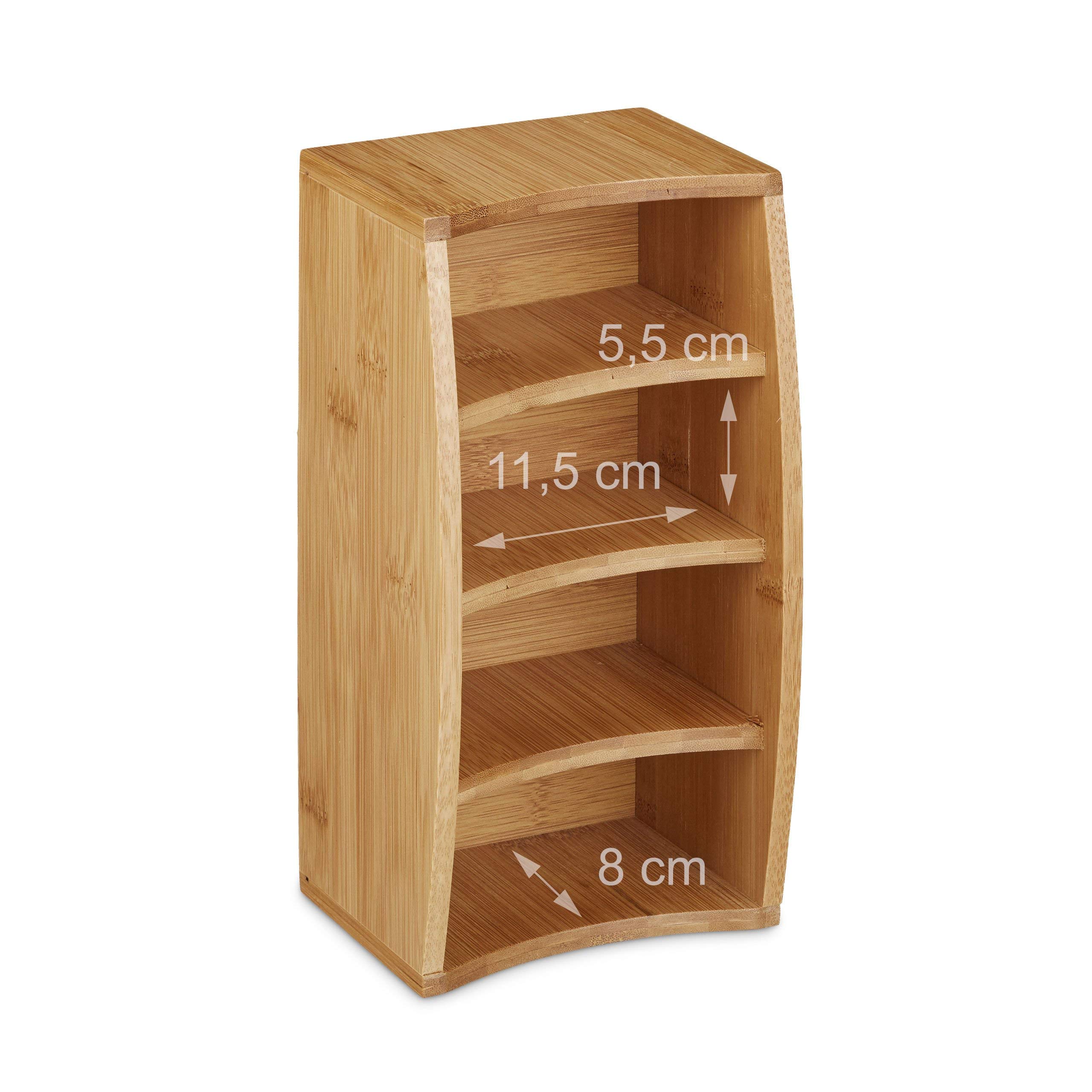 Relaxdays Schreibtischorganizer aus Bambus, Stifteköcher mit 4 Fächern, natürliche Maserung, HBT: ca. 11,5 x 26 x 13 cm, natur (Packung mit 2)