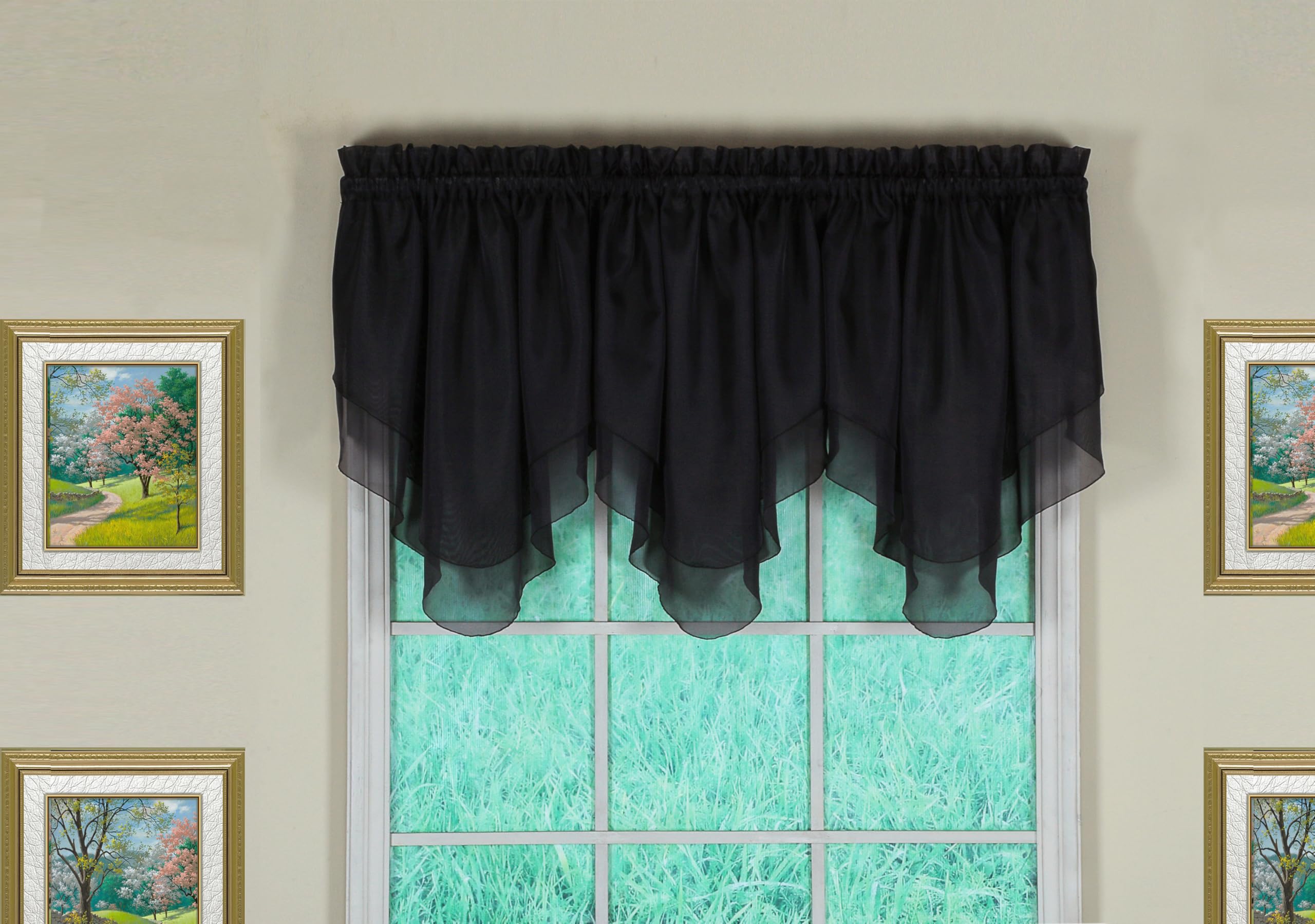 Today's Curtain Emelia Original Voile Ascot 63,5 cm, Schwarz, 101,6 cm B x 63,5 cm L