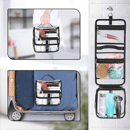 Miniatura 6 de HAOGUAGUA Neceser transparente con bolsa de viaje para líquidos TSA, organizador de cosméticos de maquillaje transparente para viajes, impermeable,