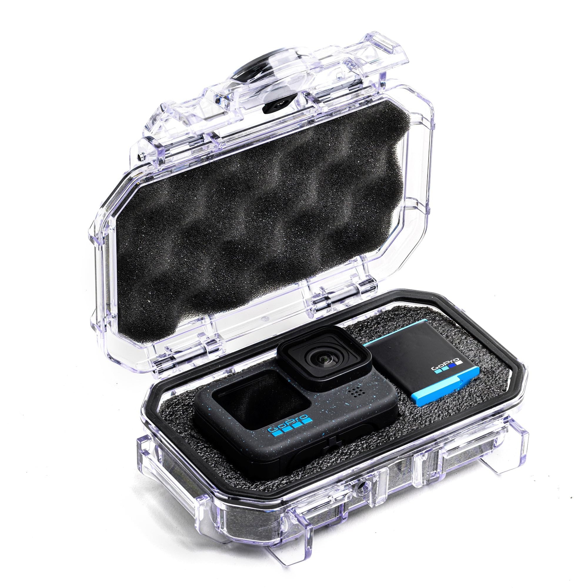 Evergreen ToughBox Tech Organizer – For Camera, Cables, Hard Drives, Compatible with GoPro etc. (Small, PROFoam, Clear)