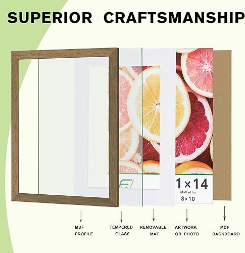 Vista 106 de FrameWorks Paquete de 2 portarretratos de 11 x 14 pulgadas con mate a 8 x 10 pulgadas, roble natural, marco de fotos clásico de madera con vidrio
