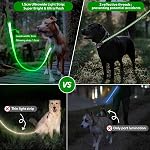 Led Dog Leash, 4 Ft Light Up Dog Leash Rechargeable Waterproof, Les laisses en nylon avec poignée rembourrée pour la marche nocturne, la sécurité Glow in The Dark Dog Laash pour les grands petits animaux moyens (vert)