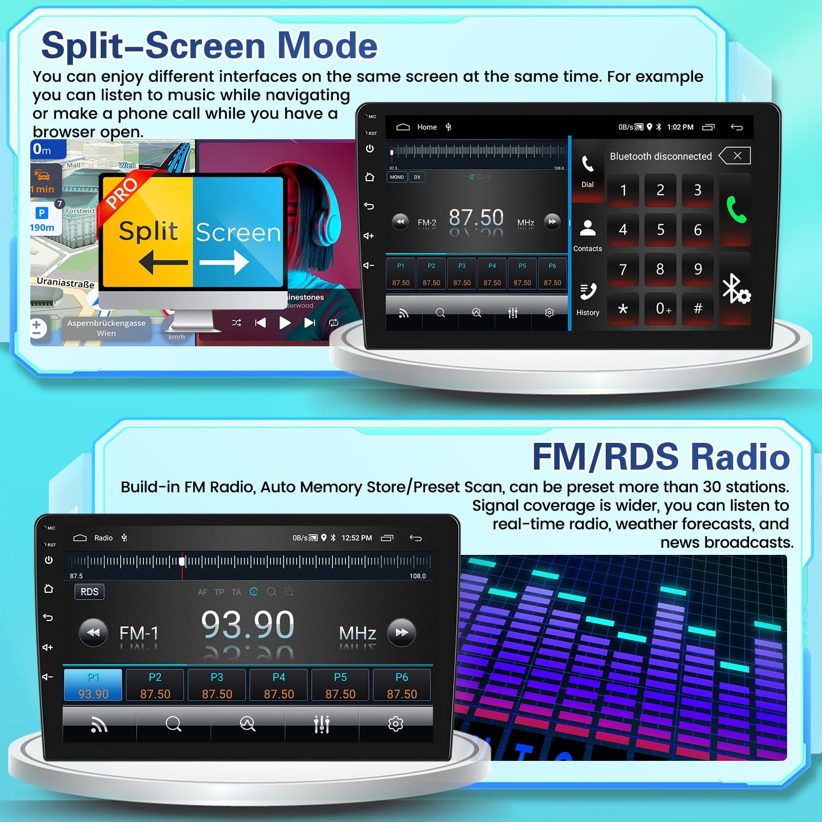2+64G Android Radio Coche para Opel Astra H,Zafira B,Corse C D Inalámbrico Carplay Android Auto, 9 Pulgadas de Pantalla Táctil Radio con WiFi/Bluetooth/GPS/Cámara de Seguridad