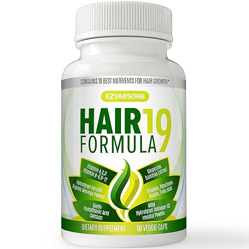 Vitaminas para el cabello EzyAbsorb, científicamente formuladas para nutrir folículos y cuero cabelludo para adelgazar el cabello, más rápido
