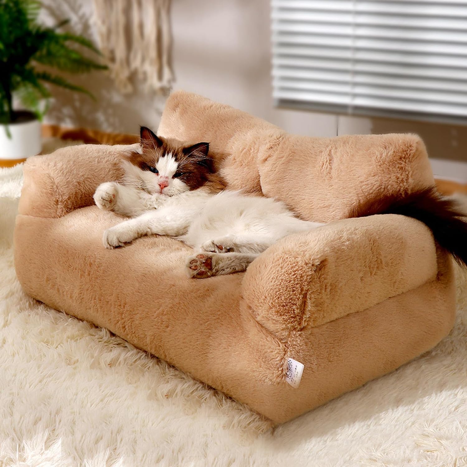 review Cat Sofa Winter Soft Cat Couch Stuffed Non-Slip Scratchproof Cat Sofa Bed Detachable Washable Absorbent Easy Drying Dampproof Pet Sofa, M Pet Supplies
