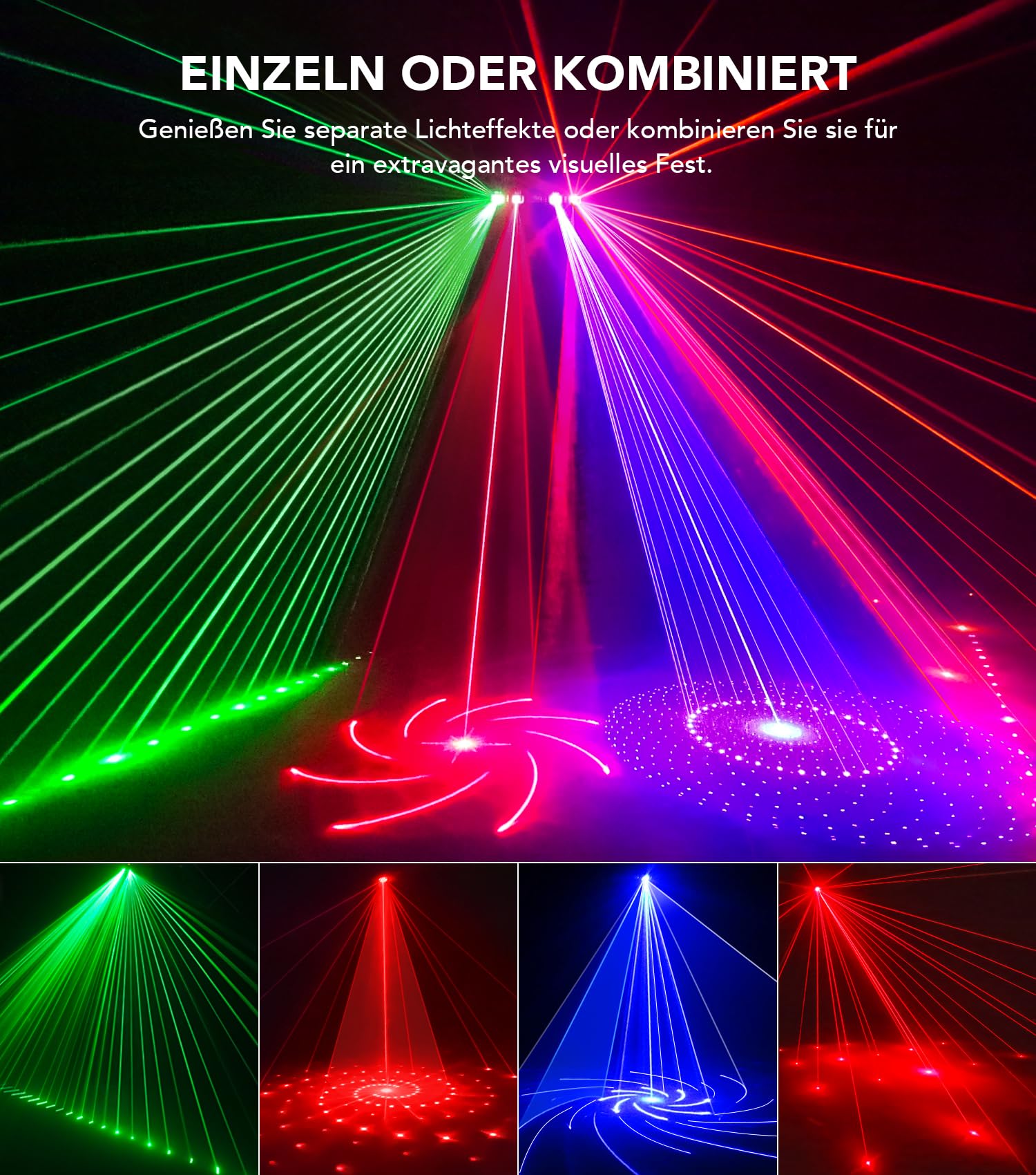 KeoBin Discolicht Partylicht Musikgesteuert, 61" Stativ DJ Disco Licht mit DMX 512, Stroboskop, Fernbedienung, Partylicht Mit Lichteffekte für Familie Fest Geburtstag Hochzeit Halloween Weihnachten