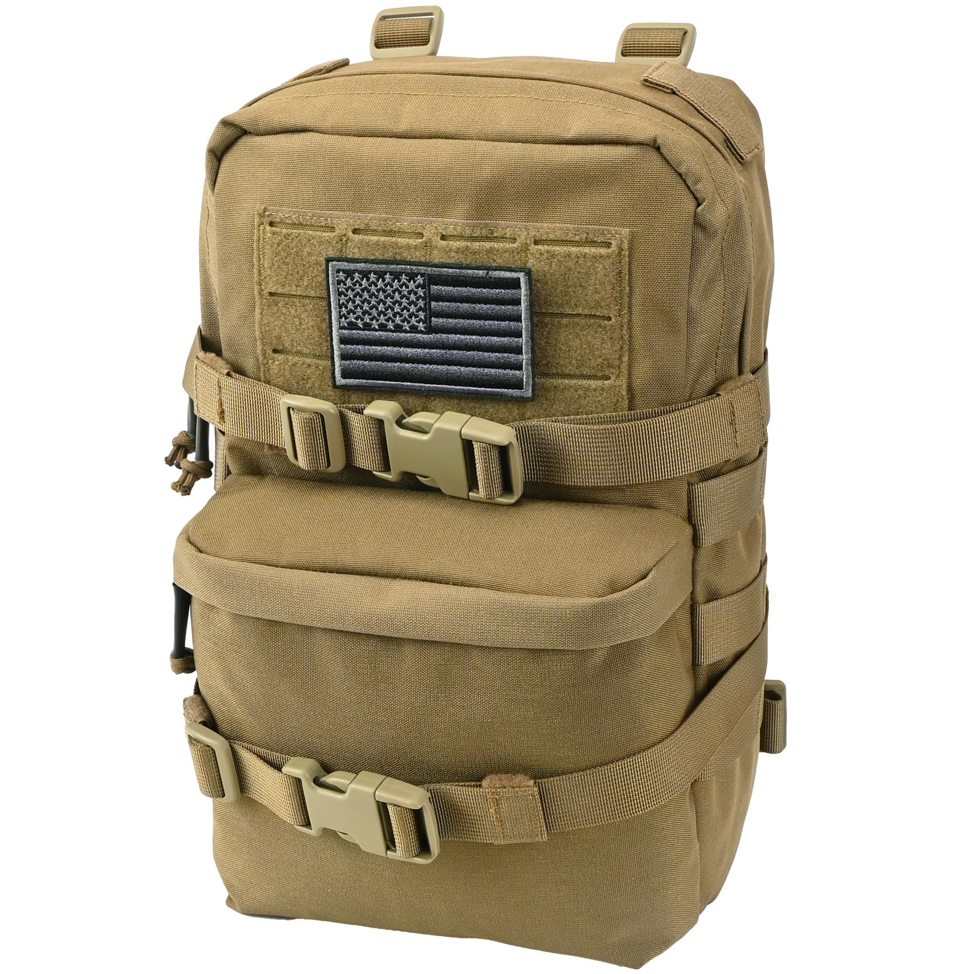 Tactical Mini Molle Hydration Pack,Molle Hydration Carrier with US Flag Water Resistant,Hydropack for Tactical Vest Backpack