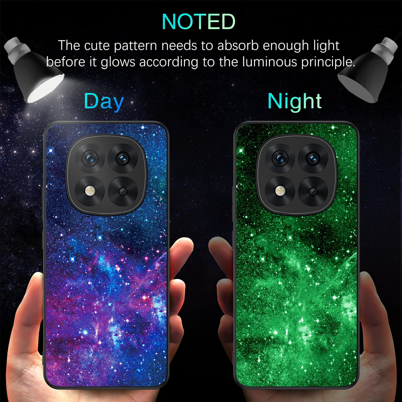 Custodia BENTOBEN Per Xiaomi Redmi Note 14 Pro Plus+ - Fluorescente Al Buio, Motivo Nebula, Sottile E Antigraffio - 4
