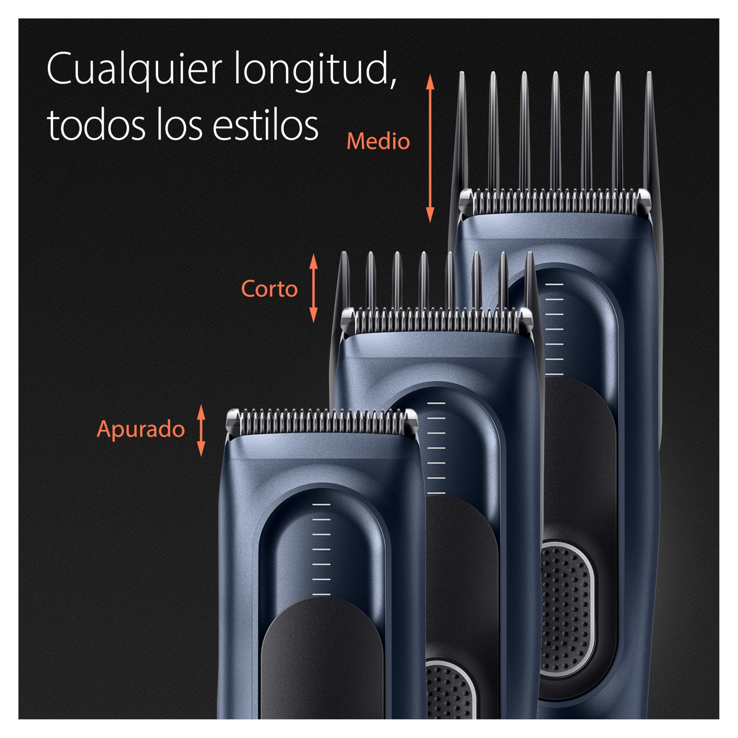 Braun Cortapelos Hombre Series 5, HC5350, Azul | Máquina Cortar Pelo Inalámbrica con 17 Ajustes de Longitud, 2 Peines Y Estuche, 50 Min de Autonomía, Memoria SafetyLock