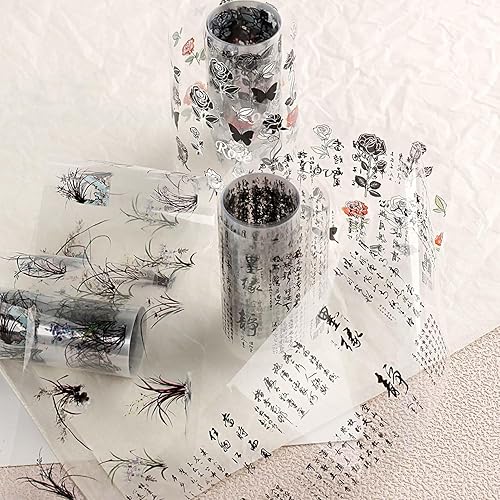 Miniatura 4 de 10 rollos de calcomanías de transferencia de papel de uñas de estilo chino tradicional, pintura de tinta, caracteres chinos, patrón de láminas de