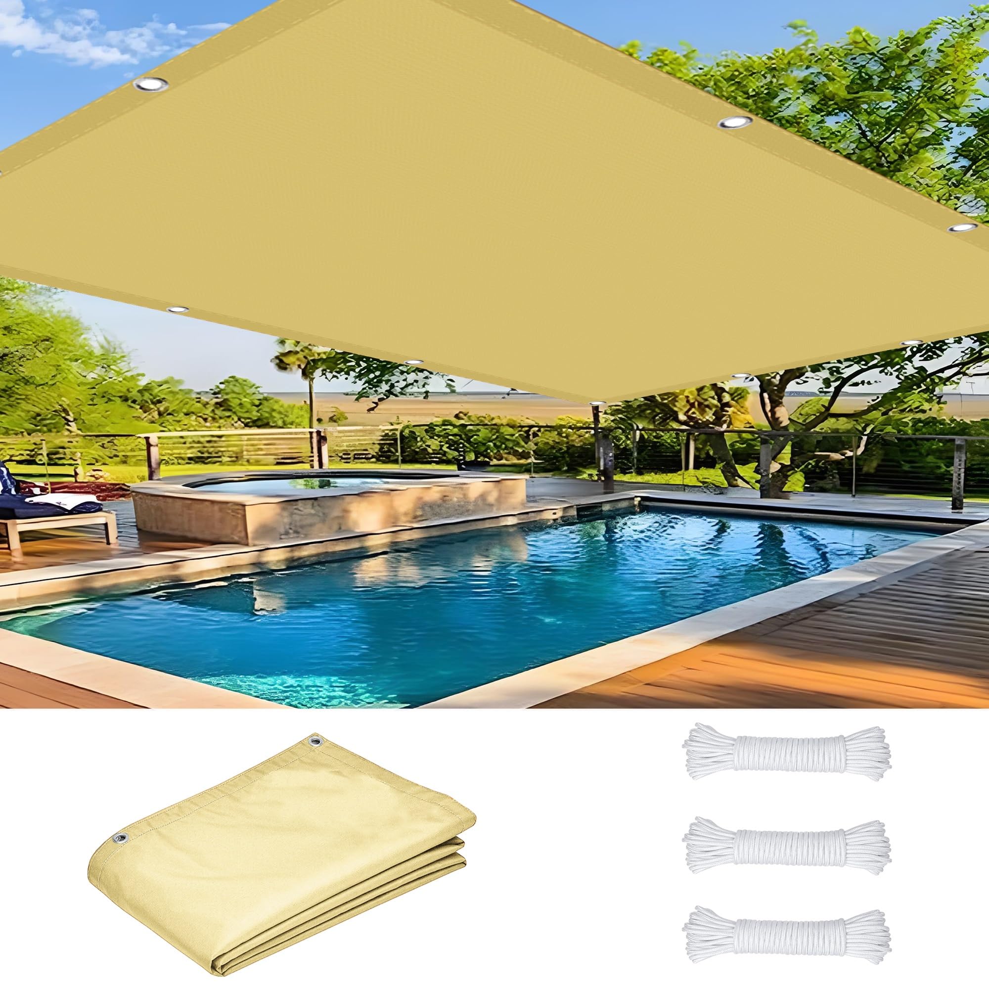 Filet protection balcon piscine 1x5m en polyester jaune sable